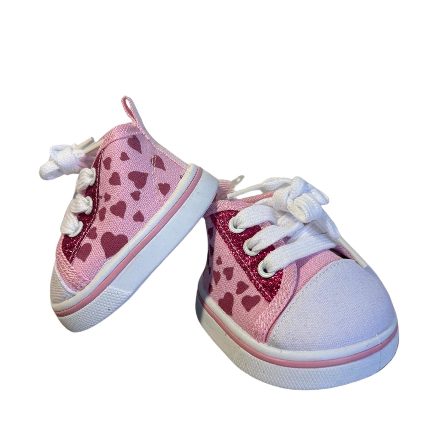 roze sneakers met hartjes en veters voor knuffels – schattige, verstelbare schoentjes om je Make a Bear knuffel uniek te maken