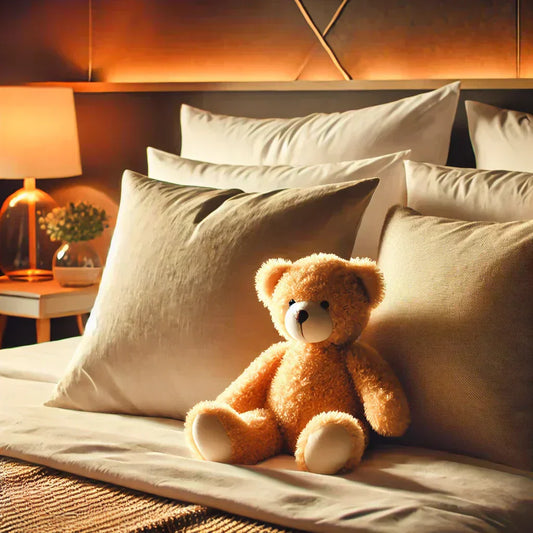 Knuffel op bed -make a bear