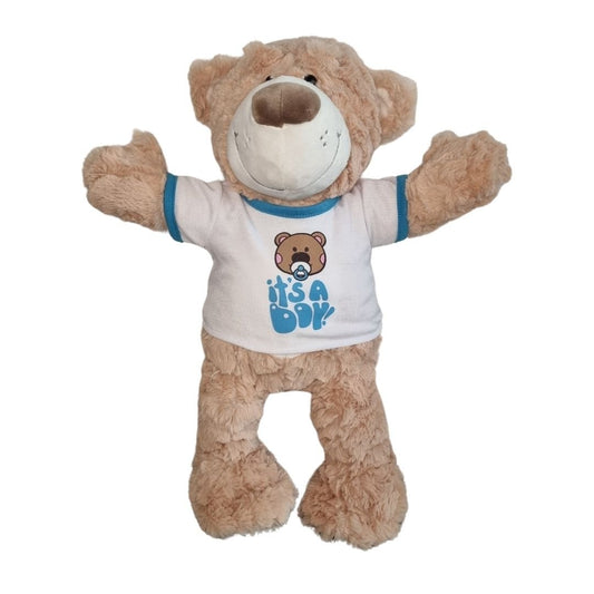 Knuffel met it's a boy t-shirt -kraamcadeau