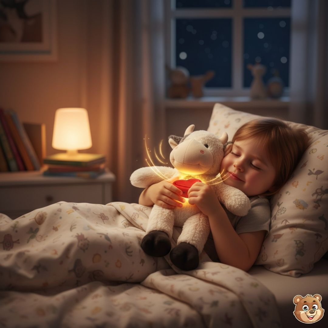 kind knuffelt koe knuffel in bed - make a bear