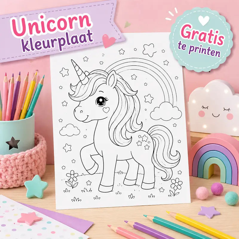 Unicorn kleurplaat gratis printen