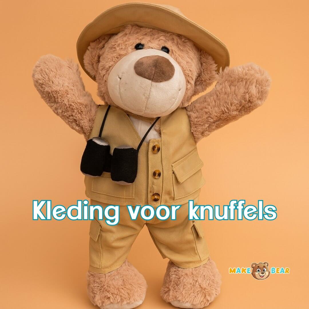 Knuffel met safari outfit - kleding voor knuffels