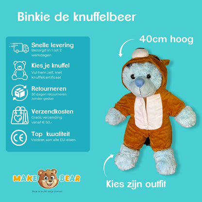 Binkie de knuffelbeer – snelle levering, kies je favoriete knuffel, eenvoudige retouren, lage verzendkosten en topkwaliteit bij Make a Bear