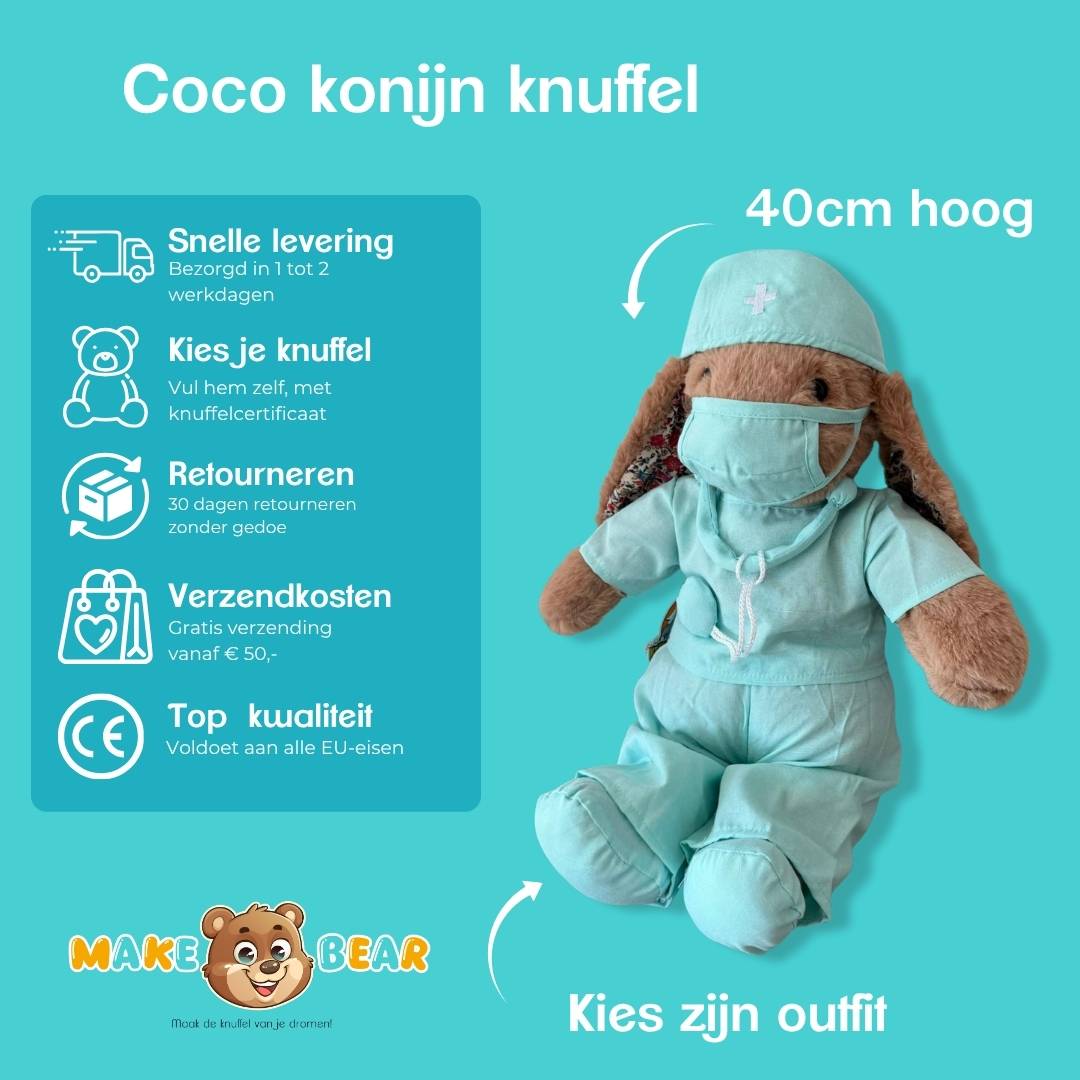 Coco het konijn – schattige pluche konijnknuffel met snelle levering, eenvoudige retouren, lage verzendkosten en topkwaliteit bij Make a Bear.