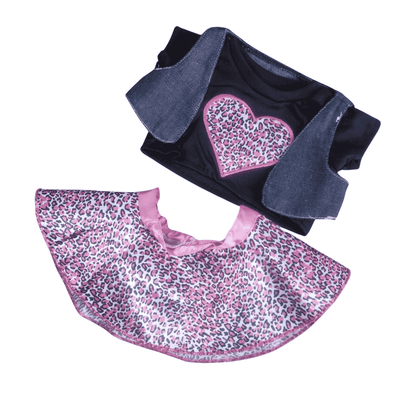 Fashionista setje – Denim en Roze Panterprint voor Knuffel