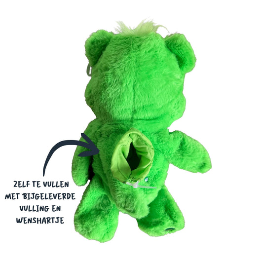 Achterzijde van het Geluksbeertje van Make a Bear met vulopening – zelf te vullen knuffel met persoonlijke touch