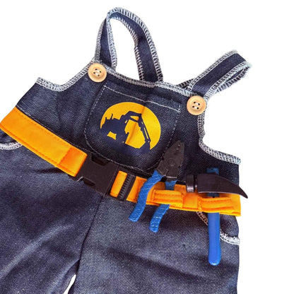 Detail van de bouwvakker werkriem voor knuffels met hamer en tang – onderdeel van de Make a Bear knuffelkleding collectie