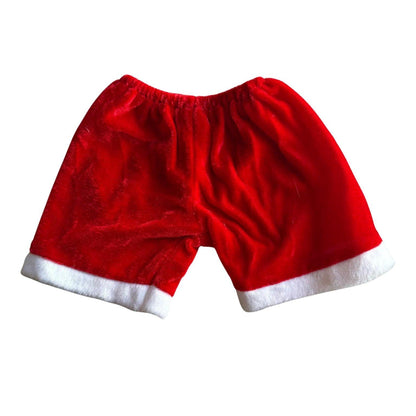 Kerstman broek voor knuffel – rood met witte rand en opening voor staart van Make a Bear