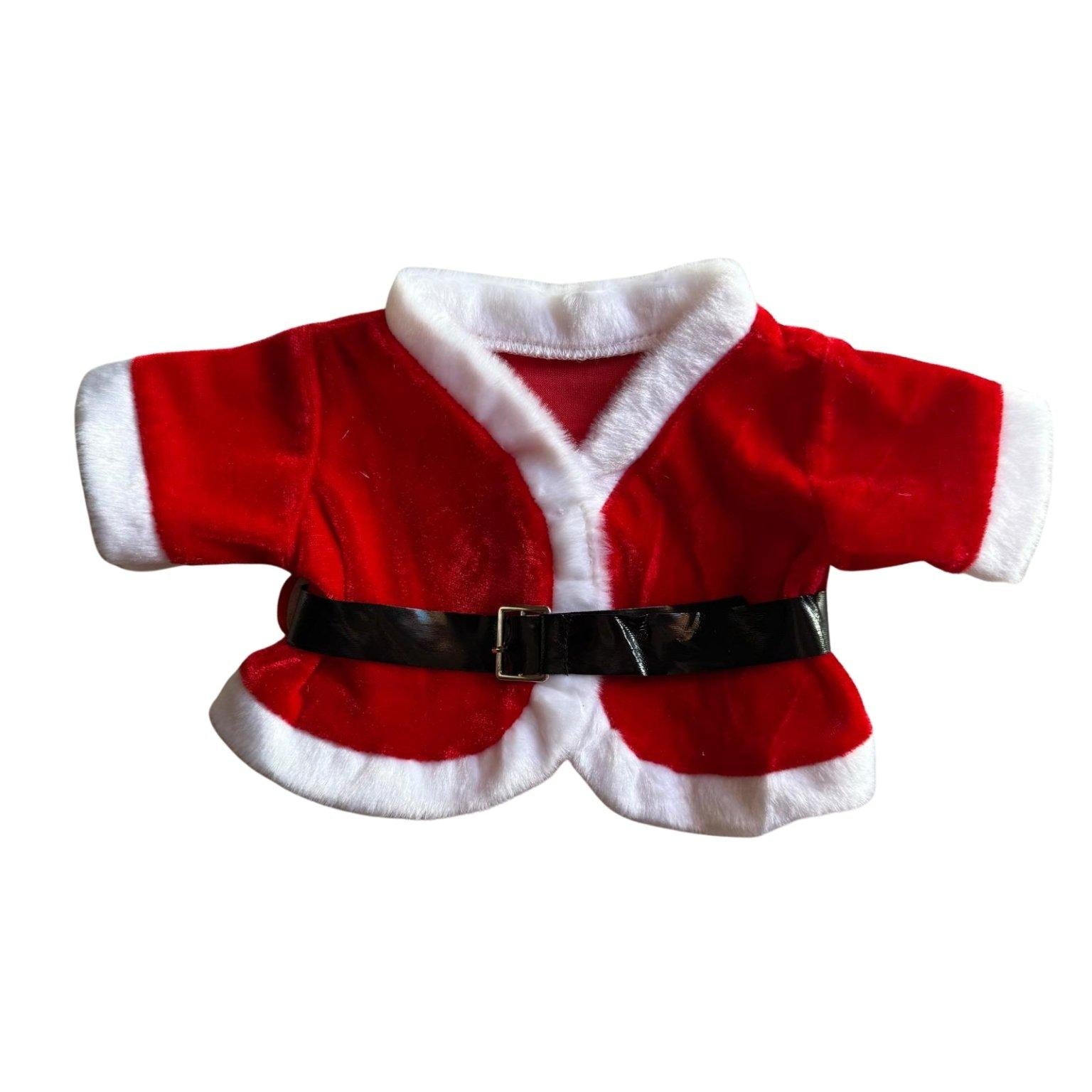 Rood Kerstman jasje met witte fluffy rand – onderdeel van knuffel kerstoutfit van Make a Bear