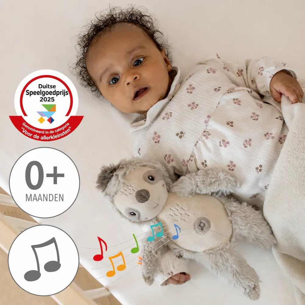 Baby met zachte luiaard knuffel met huilsensor vanaf 0 maanden