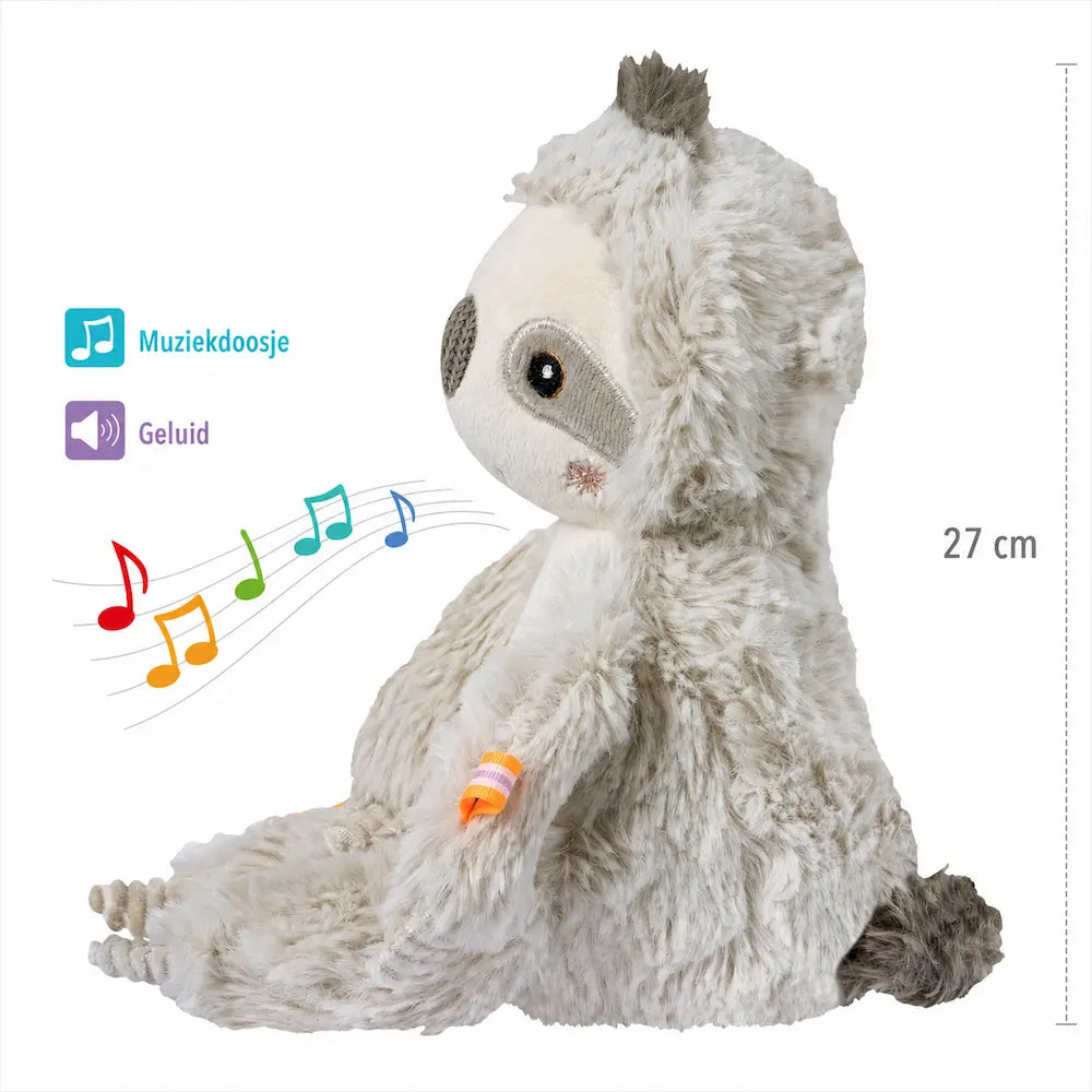 Luiaard knuffeldier met huilsensor en muziekdoosje van 27 cm