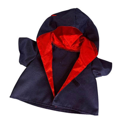 Tovenaar cape voor knuffel – zwart aan de buitenkant, rood aan de binnenkant, accessoire van Make a Bear