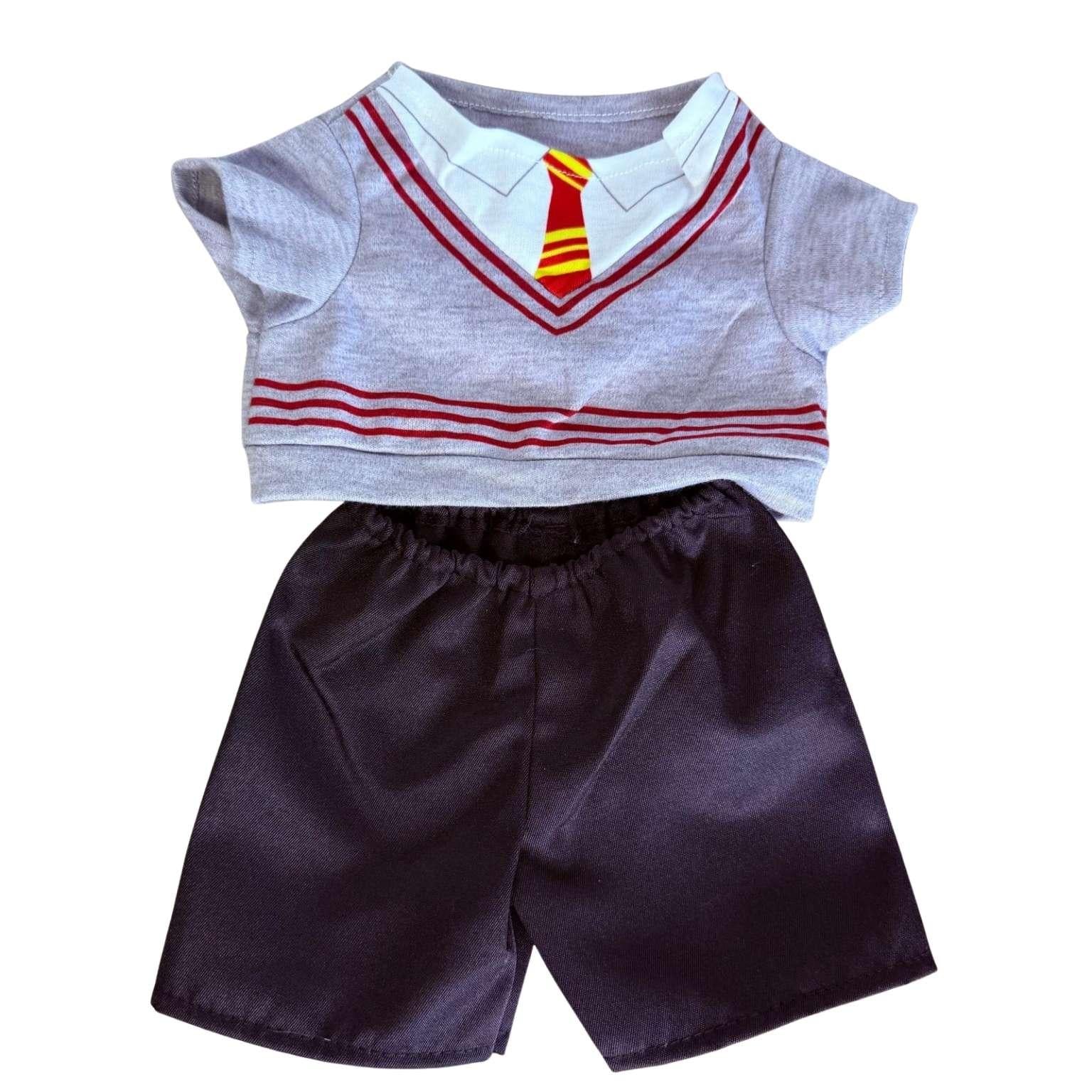 Zwart shirt en broek met stropdas voor tovenaar outfit – magische knuffelkleding van Make a Bear