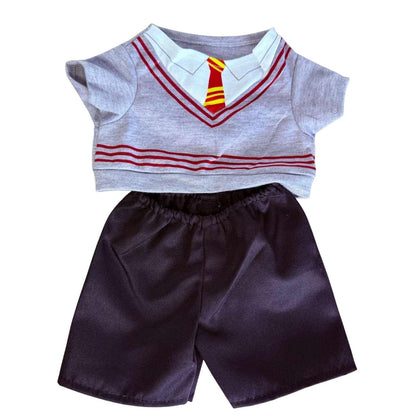 Zwart shirt en broek met stropdas voor tovenaar outfit – magische knuffelkleding van Make a Bear